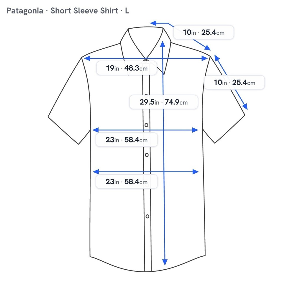 Patagonia Men's Large Plaid Short Sleeve Button Front Shirt Blue Organic Cotton - Picture 8 of 8